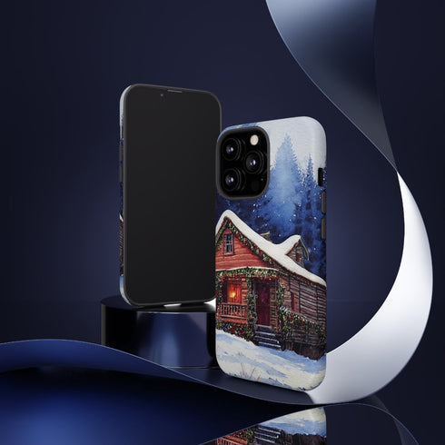 Cozy Christmas Cabin in the Snow - Impact Resistant Phone Case